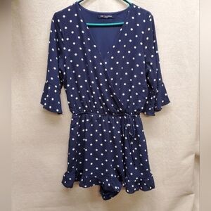 One Clothing LA Blue Polka Dot Romper in Size S